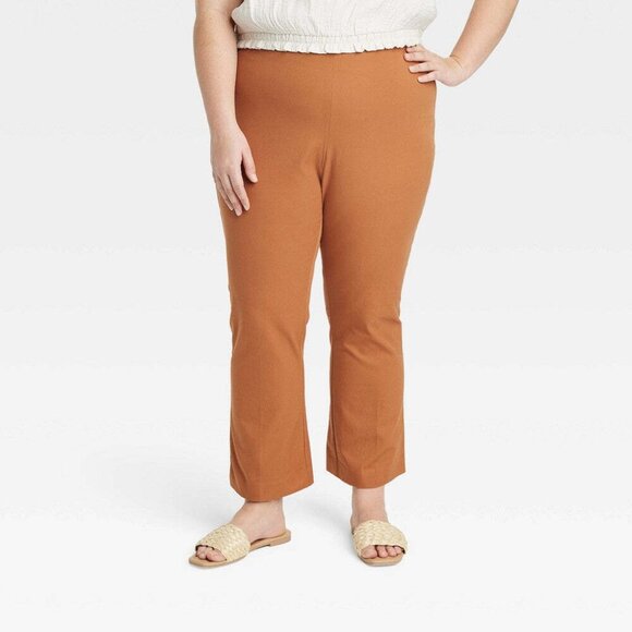💥NWT Women's High-Rise Slim Fit Kick Flare Pull-On Pants - A New Day Brown - Picture 2 of 3
